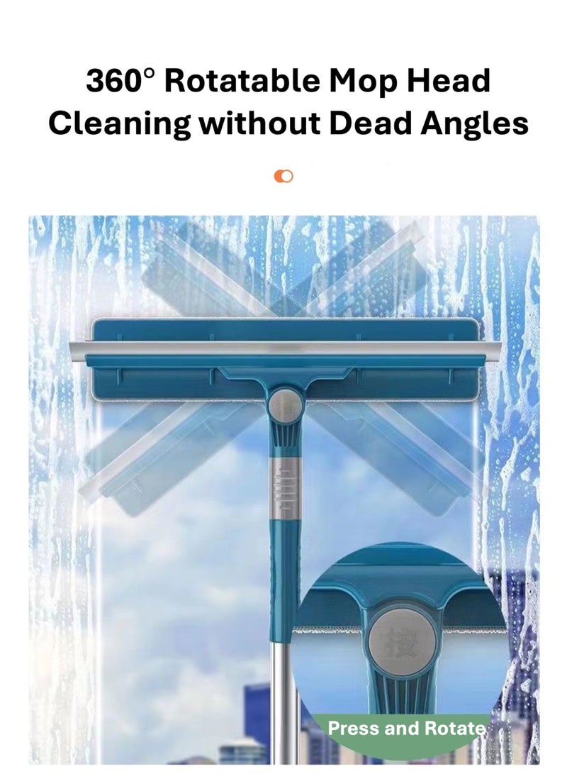 جويي ممسحة تنظيف زجاج النوافذ، ممسحة استحمام 2 في 1 مع عمود قابل للتمديد، معدات غسيل النوافذ التلسكوبية برأس قابل للانحناء، أدوات تنظيف زجاج النوافذ للمرايا الداخلية/الخارجية العالية (قابلة للتمديد حتى 120 سم) - Image 3