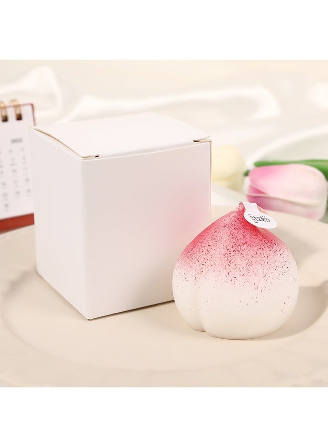 2 شمع زخرفيّة مع خوخ , شكل فريد , يد - يجعل , طبيعيّ صويا شمع ( ورديّ وأبيض خوخ ) - Image 4