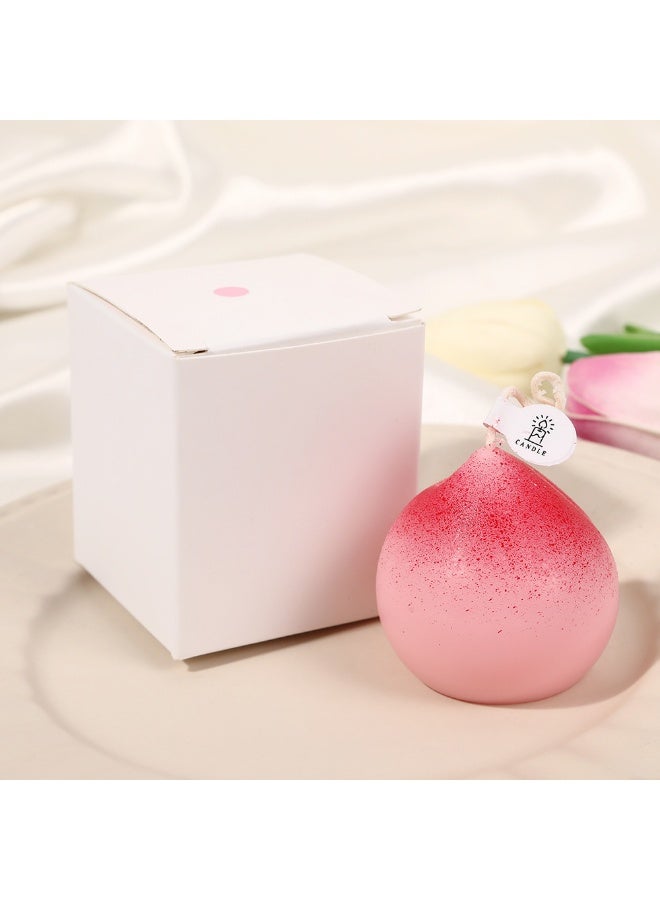 2 شمع زخرفيّة مع خوخ , شكل فريد , يد - يجعل , طبيعيّ صويا شمع ( ورديّ وأبيض خوخ ) - Image 5