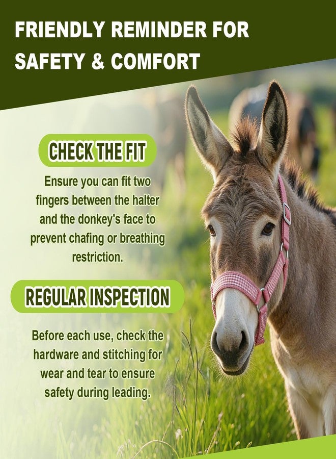 Yeyeplum 2 Set Miniature Donkey Halter with Lead Ropes, Cute and Stylish Adjustable Purple & Pink Nylon Head Collar Set for Miniature Donkeys - Image 5