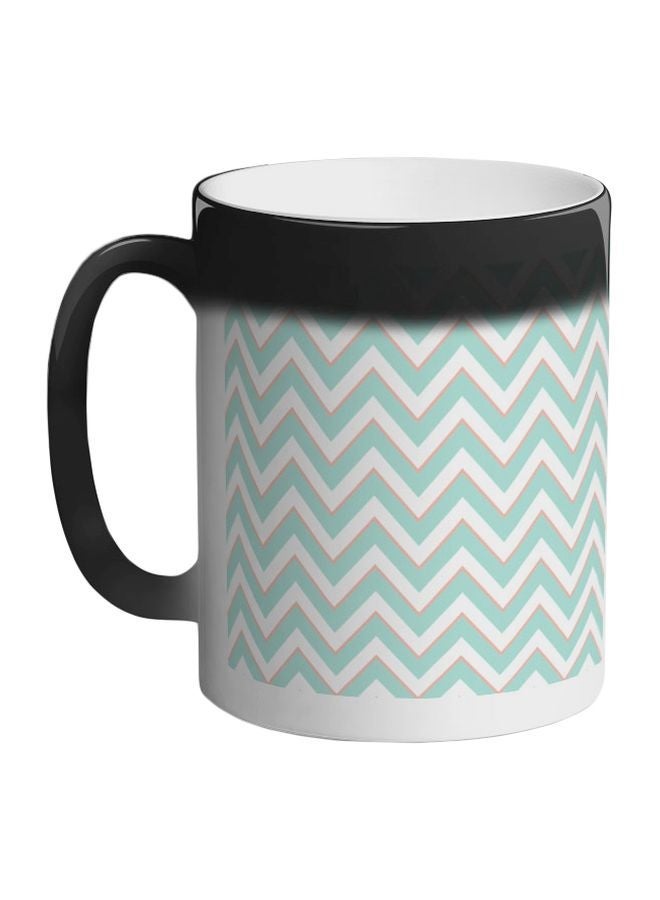 Zig Zag Lines Printed Colour Changing Coffee Mug Black 11ounce