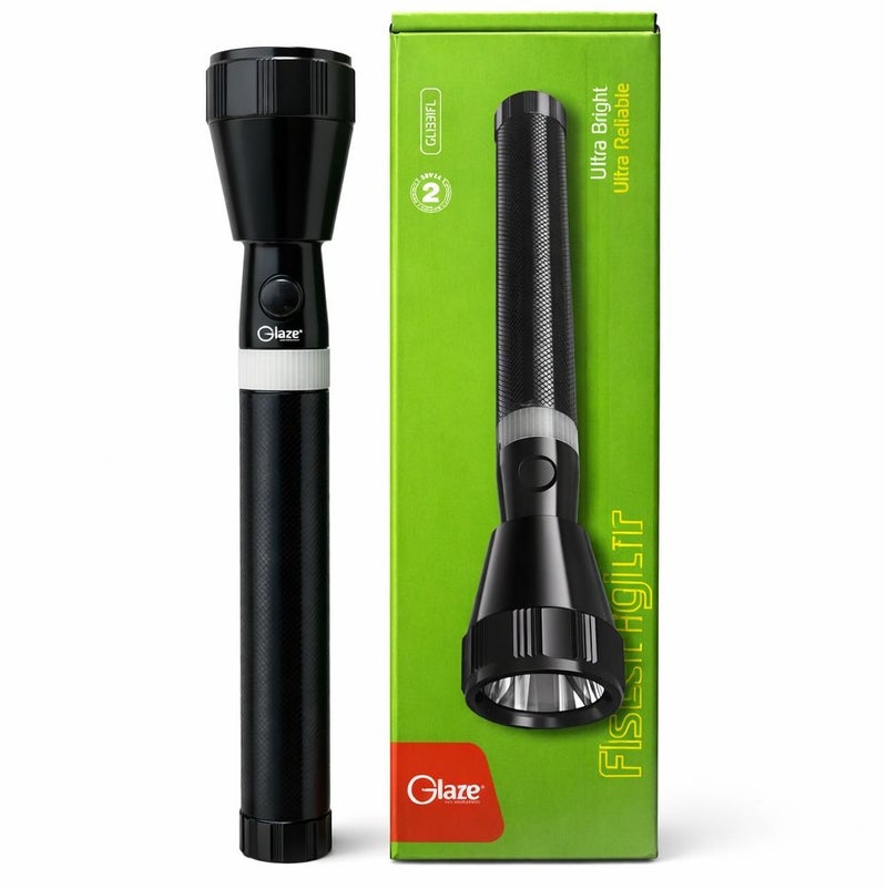 Glaze Rechargeable LED Flashlight XPE2, High Power Torch 330 Lumens, Long Beam Distance 1800m, 4000mAh Battery, Type-C Charging, Portable Emergency Light for Outdoor, Camping & Home - Image 1