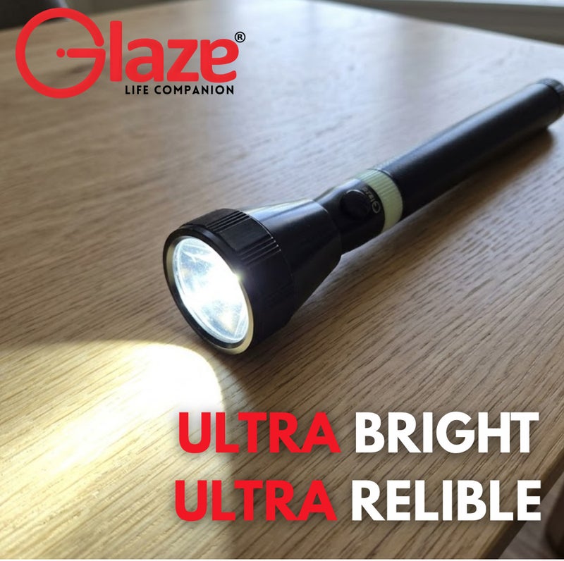 Glaze Rechargeable LED Flashlight XPE2, High Power Torch 330 Lumens, Long Beam Distance 1800m, 4000mAh Battery, Type-C Charging, Portable Emergency Light for Outdoor, Camping & Home - Image 3