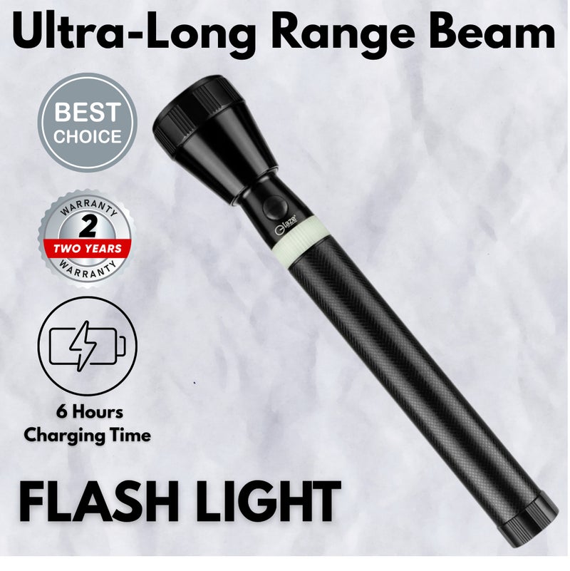 Glaze Rechargeable LED Flashlight XPE2, High Power Torch 330 Lumens, Long Beam Distance 1800m, 4000mAh Battery, Type-C Charging, Portable Emergency Light for Outdoor, Camping & Home - Image 5