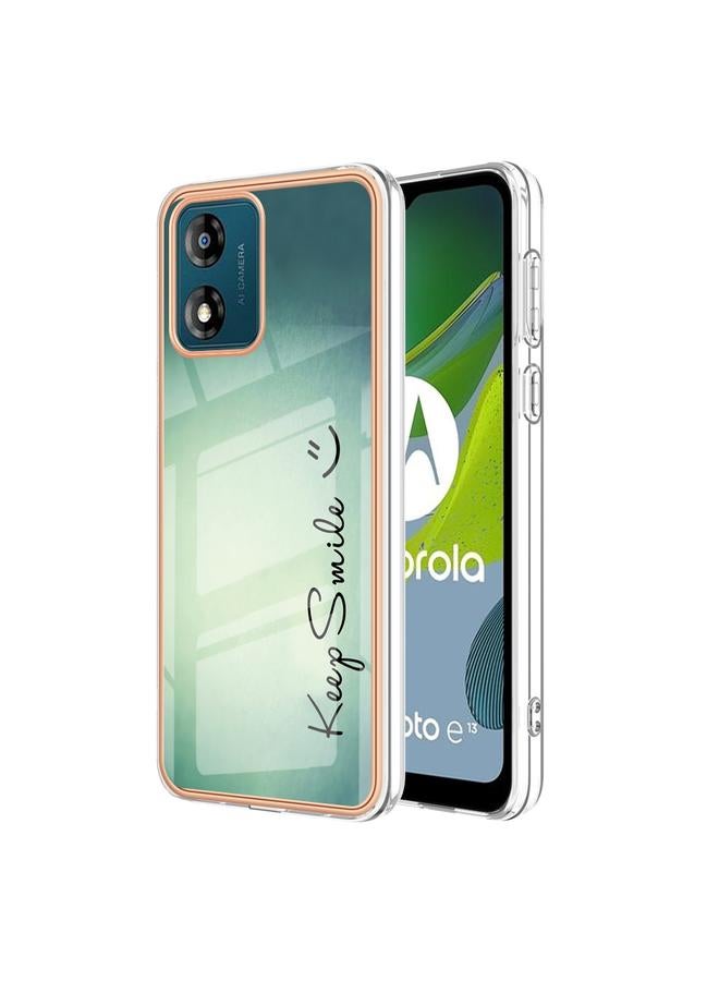 اس-توب جراب لهاتف Motorola Moto E13، جراب IMD مزدوج الجوانب من الرخام المطلي بالكهرباء - Image 1