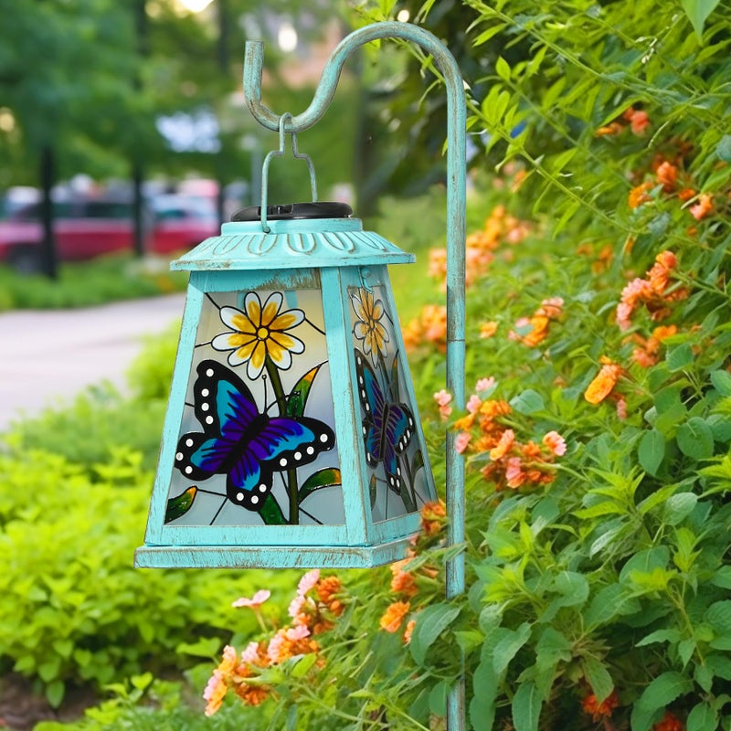 anyperfect Butterfly Solar Lantern with Shepherd Hook Outdoor Hanging Metal LED Garden Light Waterproof for Patio Yard Pathway Butterfly Lantern Decor and Christmas Holiday Gift for Mom Grandma Women - Image 2