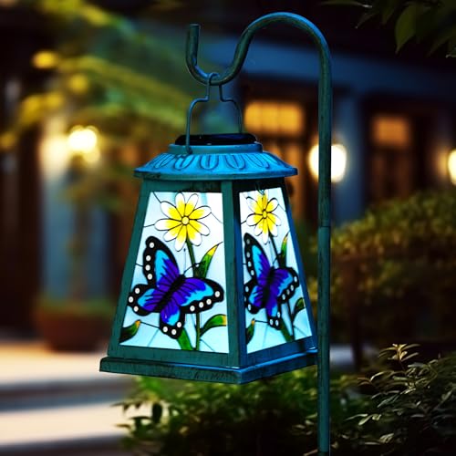 anyperfect Butterfly Solar Lantern with Shepherd Hook Outdoor Hanging Metal LED Garden Light Waterproof for Patio Yard Pathway Butterfly Lantern Decor and Christmas Holiday Gift for Mom Grandma Women - Image 3