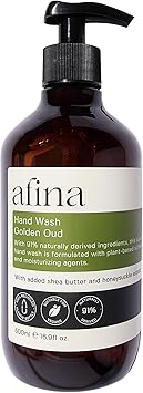 Afina Golden Oud Luxury Hand Wash 500ml Hand Soap Bottle Sensual Blend of Spicy Creamy Floral Notes Backed With Warm Ambery Woody Undertones Vegan Friendly Handwash UK Produced - Image 1