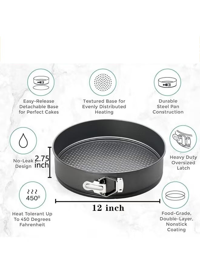 12 بوصة Springform Cheesecake Pan مع القاع القابل للإزالة، الخبز القالب، الكعكة المستديرة المقاومة للتسرب الخبز Pan - Image 2