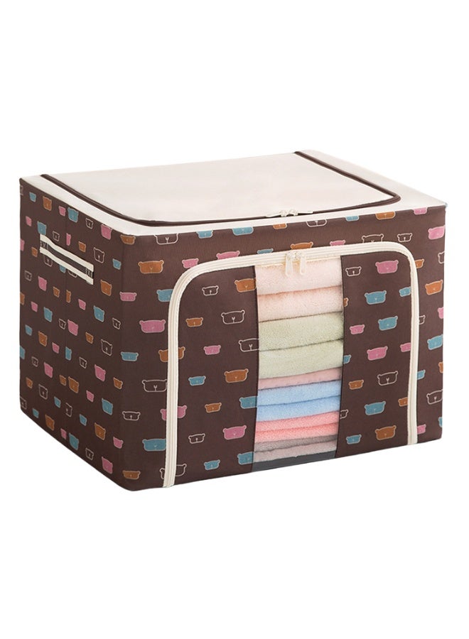 Clothes Storage Bins with Metal Frame，Foldable Storage Bins with Lids Zipper Clear Window Reinforced Handles，Stackable Storage Box Organizer for Clothing Bedding, 66L - Multicolor - Image 3
