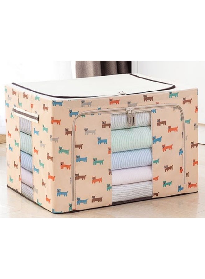 Clothes Storage Bins with Metal Frame，Foldable Storage Bins with Lids Zipper Clear Window Reinforced Handles，Stackable Storage Box Organizer for Clothing Bedding, 66L - Multicolor - Image 2