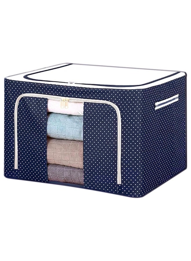 Clothes Storage Bins with Metal Frame，Foldable Storage Bins with Lids Zipper Clear Window Reinforced Handles，Stackable Storage Box Organizer for Clothing Bedding, 66L - Multicolor - Image 1