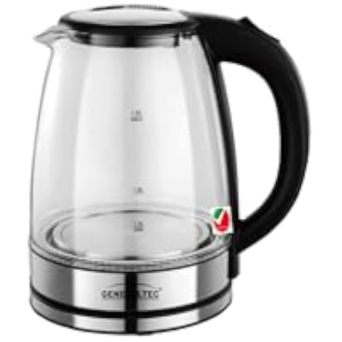 جنرال تيك غلاية كهربائية لاسلكية زجاجية سعة 18 لترًا، طراز Gek250G، 1500 واط، مؤشر LED، غليان سريع، حماية من الغليان الجاف، قاعدة دوارة 360 درجة، ضمان لمدة عام واحد