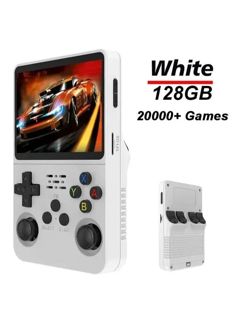 R36S Handheld Retro Gaming Console Linux System with 128G TF Card, Preloaded with 15000+ Games, Retro Video Game Console 3.5-inch IPS Screen (White 128G) - Image 1