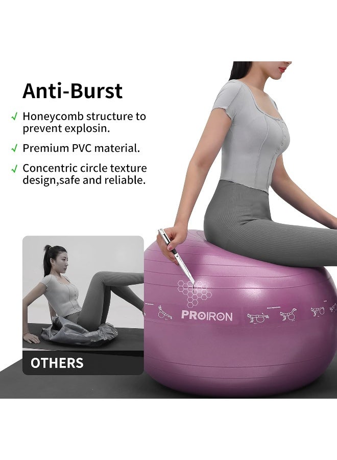 PROIRON Yoga Ball Anti-Burst Exercise Ball Chair with Quick Pump Slip Resistant Gym Ball - Image 4