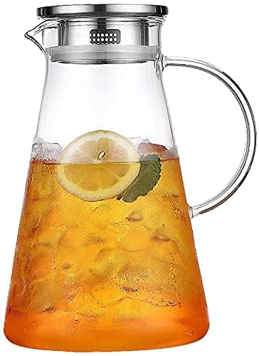 E - Ezra Ezra Borosilicate Multipurpose Glass Water & Juice Jug/Pitcher with Lid & Handle Hot & Cold (1.8 LTR) 1800 ML  - Image 1