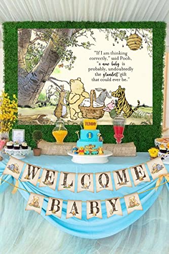 Unbala Cute Winnie Backdrop for Baby Shower 57 x 37 Inch Quotes Pooh Photography Background Banner Great Newborn Birthday Party Supplies Decorations - Image 3