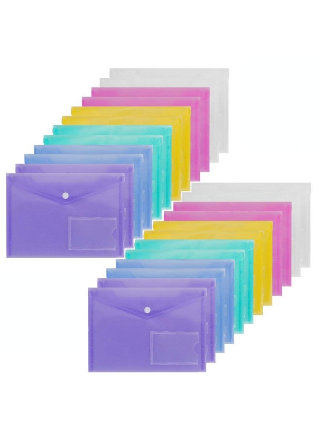 Acrux7 24Pcs A5 Poly Envelope Folders A5 Plastic Envelopes With Snap Closure Clear A5 Document Storage Folder With Pockets For School Home Work And Office Organization Multicolored - Image 1