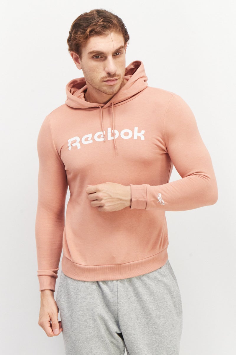 Reebok Men Sportswear Fit Brand Logo Drawstring Hoodies, Pink - Image 1