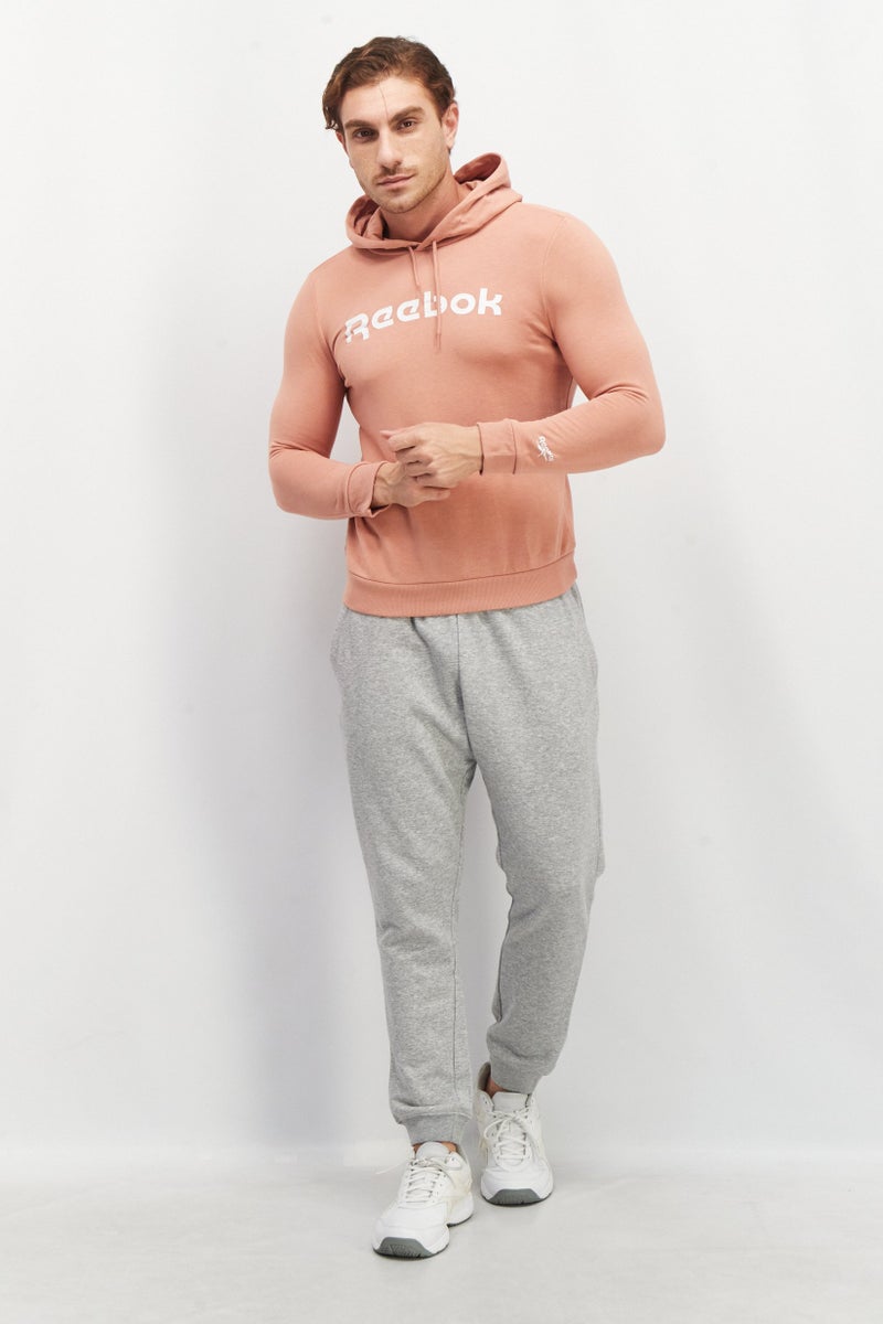 Reebok Men Sportswear Fit Brand Logo Drawstring Hoodies, Pink - Image 2