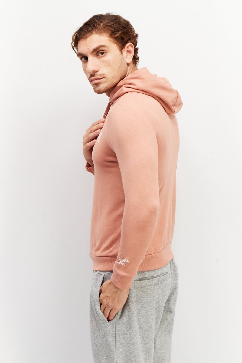 Reebok Men Sportswear Fit Brand Logo Drawstring Hoodies, Pink - Image 3