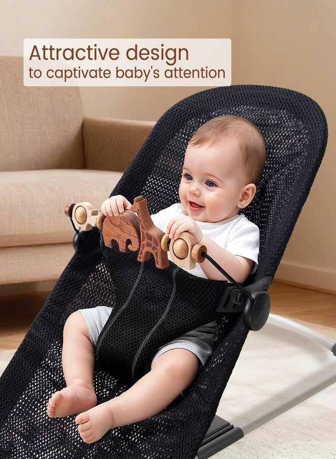 TinlyFinly Baby Bouncer Toy Bar Wooden Compatible with Baby Bjorn, Bouncer Toy Attachment Tight and Secure Fit, So Fun to Watch, Touch and Spin for Babies All Ages - Animals - Image 3