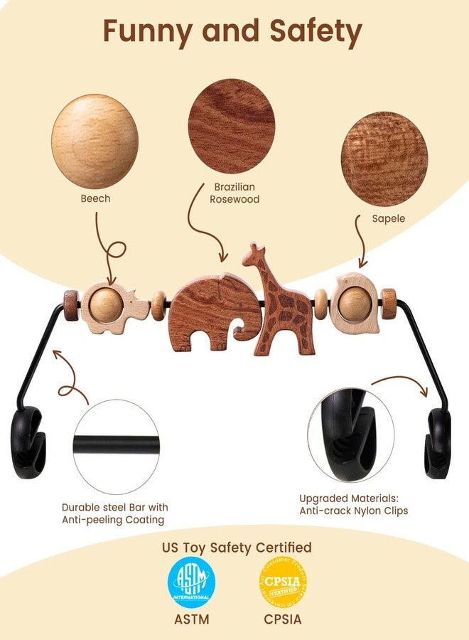 TinlyFinly Baby Bouncer Toy Bar Wooden Compatible with Baby Bjorn, Bouncer Toy Attachment Tight and Secure Fit, So Fun to Watch, Touch and Spin for Babies All Ages - Animals - Image 4
