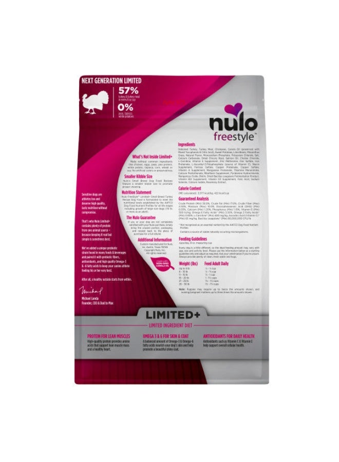 Nulo Limited Ingredient Small Breed Turkey Hypoallergenic with Patented BC30 Probiotics Dry Dog Food 6.36kg - Image 1