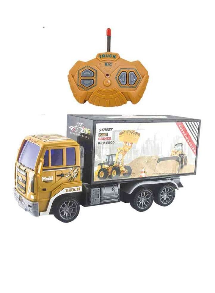 UKR Construction Truck RC | Remote Control Learning & Educational Toy for Kids | Realistic Design, 4 Functions, 27MHz, Lights Up While Driving | Yellow - Image 1