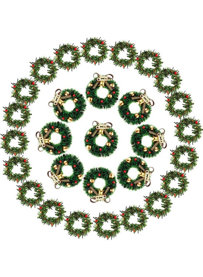 Mtlee 30 Pieces Dollhouse Miniature Christmas Wreath 1:12 Mini Dollhouse Accessories Mini Wreaths Farmhouse Mini Artificial Christmas Wreaths Ornaments For Dollhouse Windows Fireplace Kitchens Decorations - Image 1