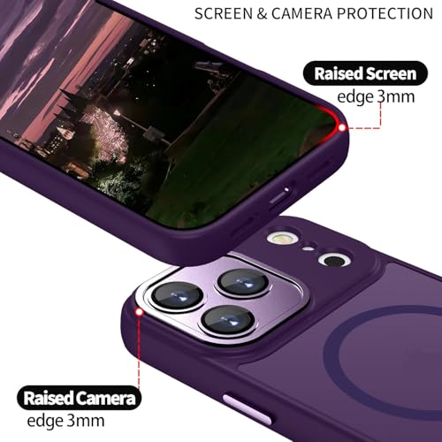 Elzzi Magnetic for iPhone 17 Pro Max Case, [Full Camera Protection] [Compatible with Magsafe] [Translucent Matte] Shockproof Protective Phone Case for Men & Women - Deep Purple - Image 2