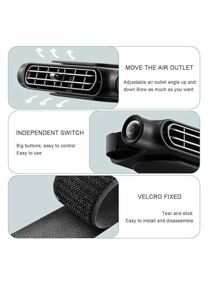 erorex Portable USB Car Seat Fan, Adjustable Upper and Lower Air Vents Headrest Car Fan with Twin Turbo and 3 Wind Speeds, Cooling Fan for Vehicles  - Image 3