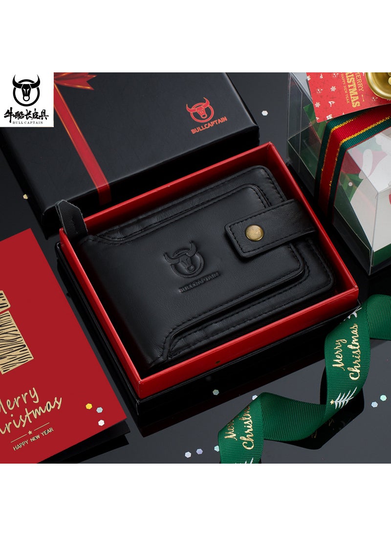 Generic Genuine Leather Zip Wallet for Men Wallet black 231 gift box 