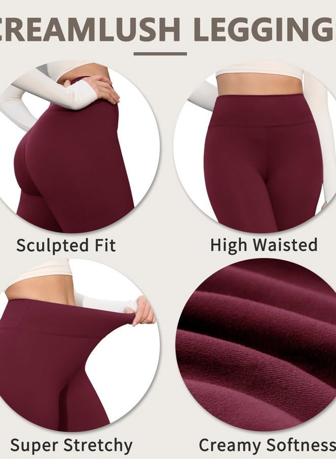 VALANDY Creamlush 4 Pack Capri Leggings for Women-High Waisted Stretchy Soft Yoga Lounge Pants(S-3XL), 4 Packs - Black/Dark Grey/Navy Blue/Wine Red, M-L - Image 5
