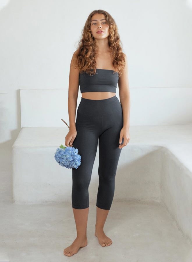 VALANDY Creamlush 4 Pack Capri Leggings for Women-High Waisted Stretchy Soft Yoga Lounge Pants(S-3XL), 4 Packs - Black/Dark Grey/Navy Blue/Wine Red, M-L - Image 3