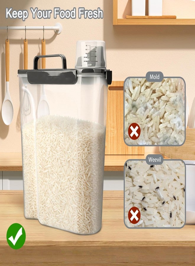 Komzon Rice Storage Containers, 20 LB Rice dispenser with Pouring Spout Portable Handle for Flour, Pasta, Grain and Baking, Pet Dog Cat Bird Food Container Grey - Image 4