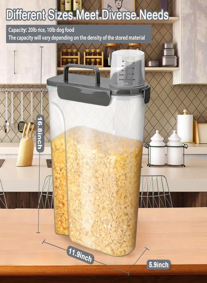 Komzon Rice Storage Containers, 20 LB Rice dispenser with Pouring Spout Portable Handle for Flour, Pasta, Grain and Baking, Pet Dog Cat Bird Food Container Grey - Image 3