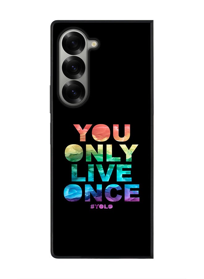 Stylizedd Rugged Black edge case for Samsung Galaxy Z Fold6, Slim fit Soft Case Flexible Rubber Edges Anti Drop TPU Gel Thin Cover -  YOLO - Image 1