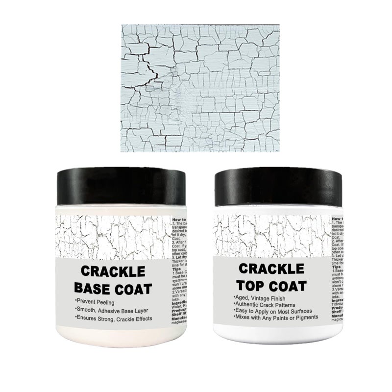 JAJADO 118g Crackle Texture Paste and 118g Base Coat Professional Acrylic Crackle Medium Shaping Paste Cracked Paint Effect DIY Art Supplies with Cracking Effect Durable Texture Handcrafted Art - Image 3