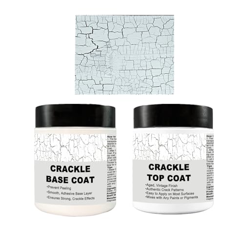 JAJADO 118g Crackle Texture Paste and 118g Base Coat Professional Acrylic Crackle Medium Shaping Paste Cracked Paint Effect DIY Art Supplies with Cracking Effect Durable Texture Handcrafted Art - Image 1