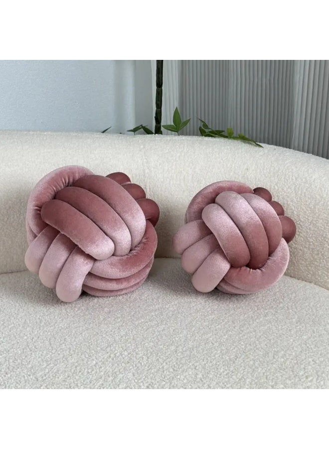 PixelsBeanBag 2 Pcs - Soft Knotted Ball Pillow by PixelsBeanBag  A handmade round velvet decorative cushion, perfect for home decor. - Image 1