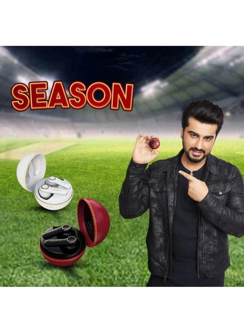 لاند مارك SEASON PLUS Cricket Ball Theme True Wireless Earbuds مع 30 ساعة وقت تشغيل سماعة رأس بخاصية البلوتوث أحمر LM-BH133 - Image 5