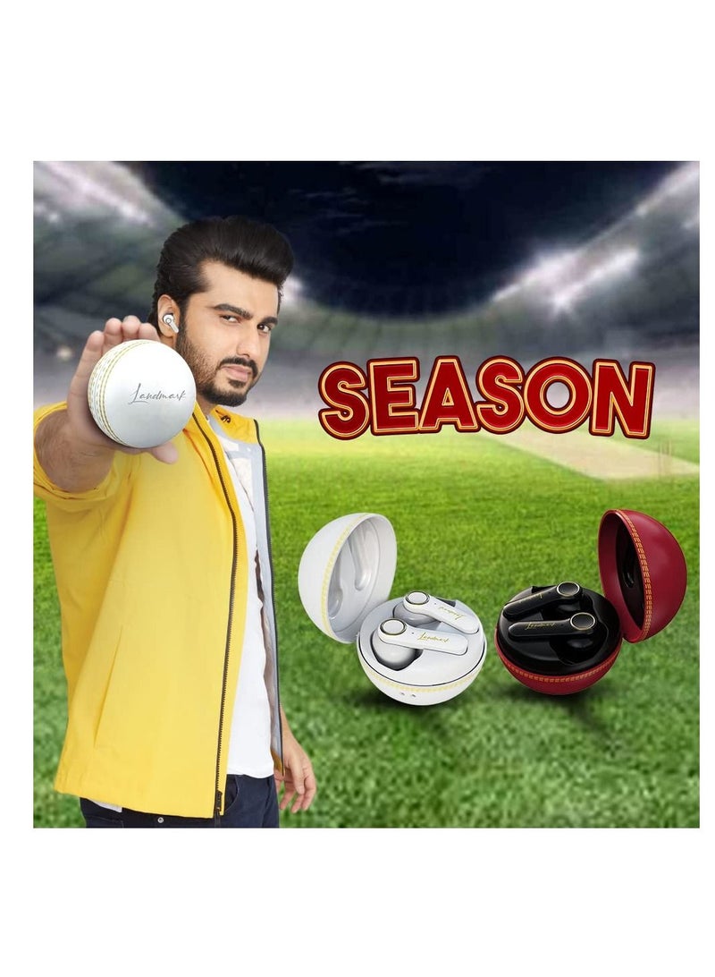لاند مارك SEASON PLUS Cricket Ball Theme True Wireless Earbuds مع 30 ساعة وقت تشغيل سماعة رأس بخاصية البلوتوث أحمر LM-BH133 - Image 4