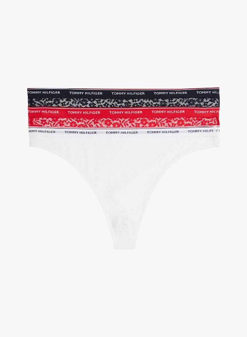 TOMMY HILFIGER 3-Pack Premium Essential Floral Lace Thongs 