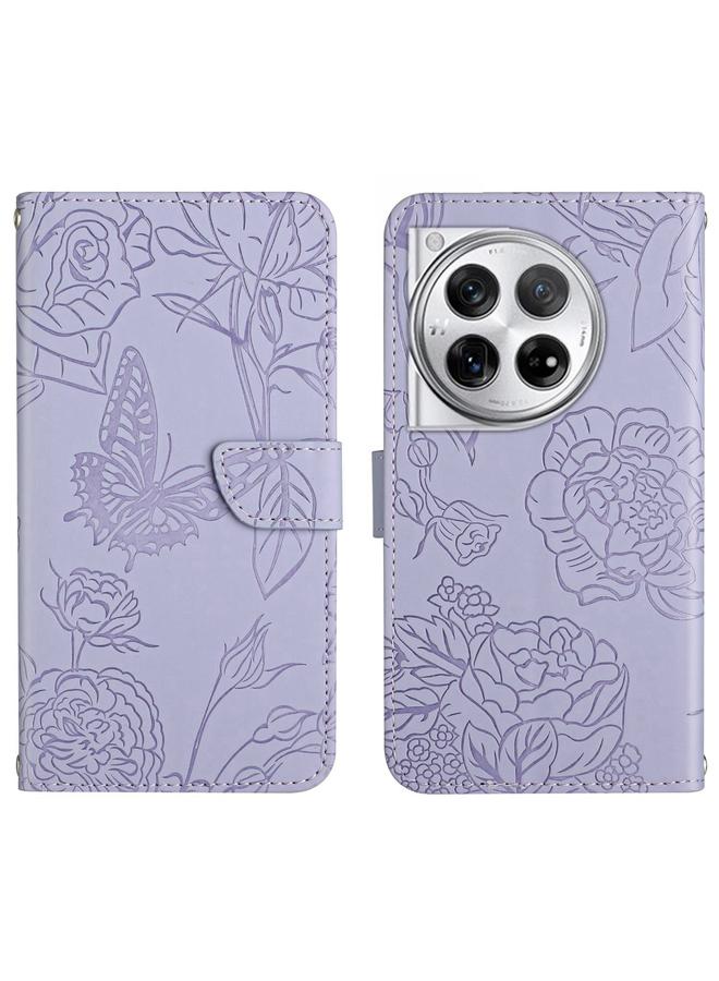 S-TOP Case For OnePlus 12 5G Global Skin Feel Butterfly Peony Embossed Leather Phone Case - Image 1