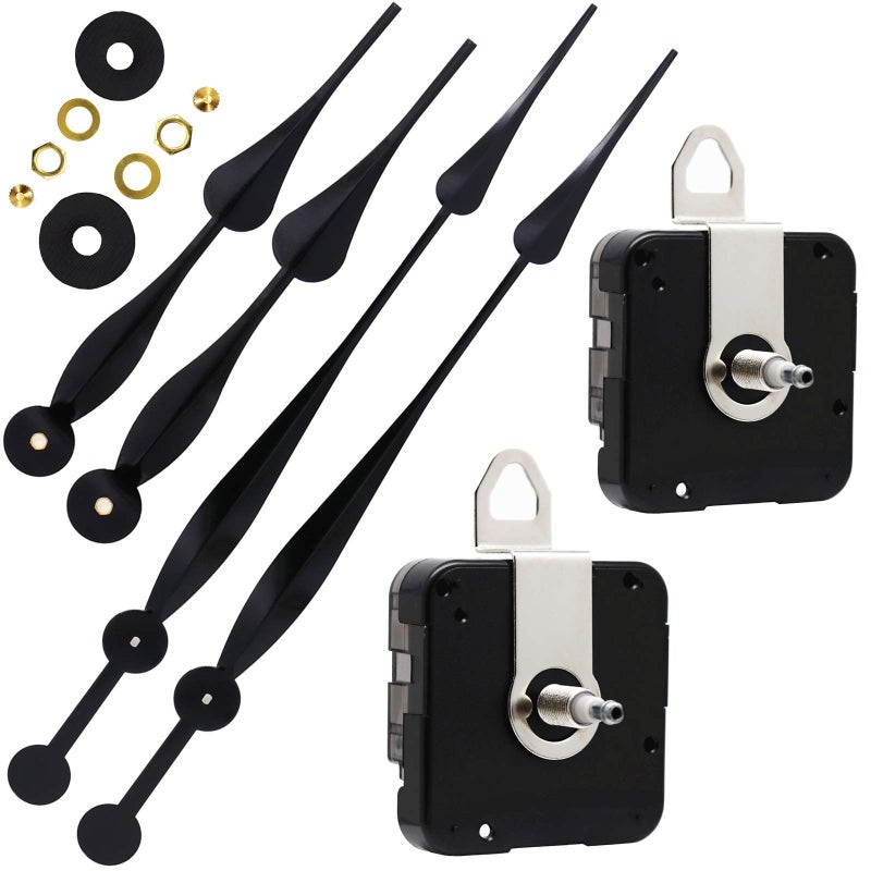 TIKROUND TIKROUND Youngtown 12888 High Torque Long Shaft Clock Movement Mechanism with 12 Inch Long Spade Hands 2 Sets 