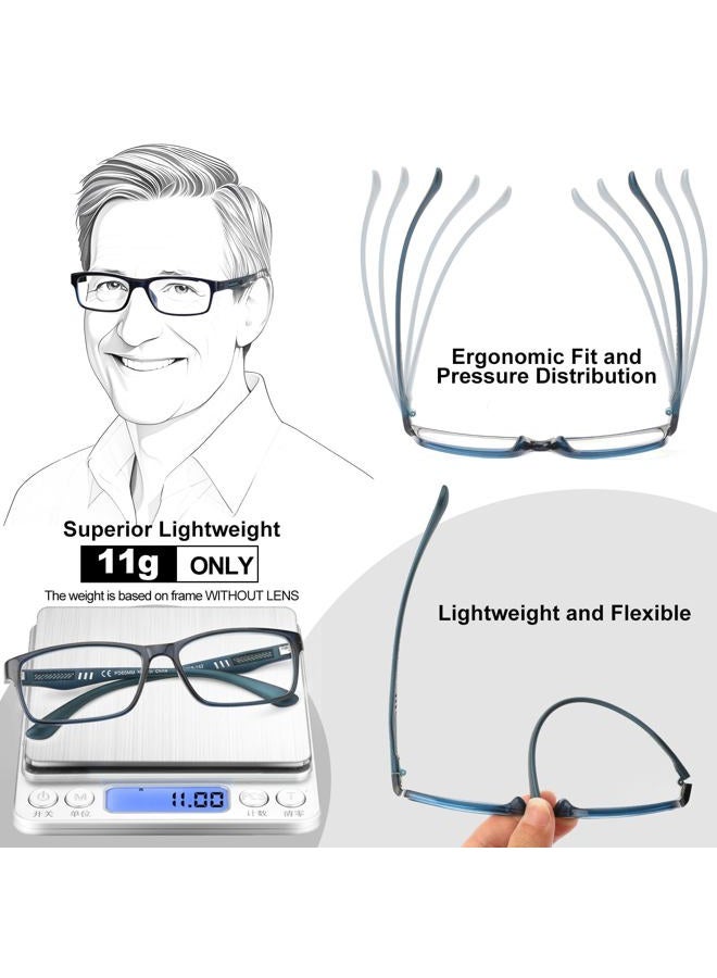 CARA OPTICAL CARA Progressive Reading Glasses for Men Multifocus TR90 Readers, Superior Lightweight Blue Light Blocking Eyeglasses 2 Pack(Black+Blue, +3.50) - Image 5
