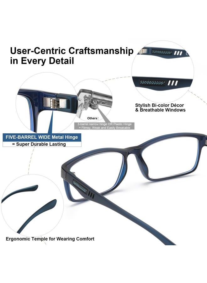 CARA OPTICAL CARA Progressive Reading Glasses for Men Multifocus TR90 Readers, Superior Lightweight Blue Light Blocking Eyeglasses 2 Pack(Black+Blue, +3.50) - Image 4