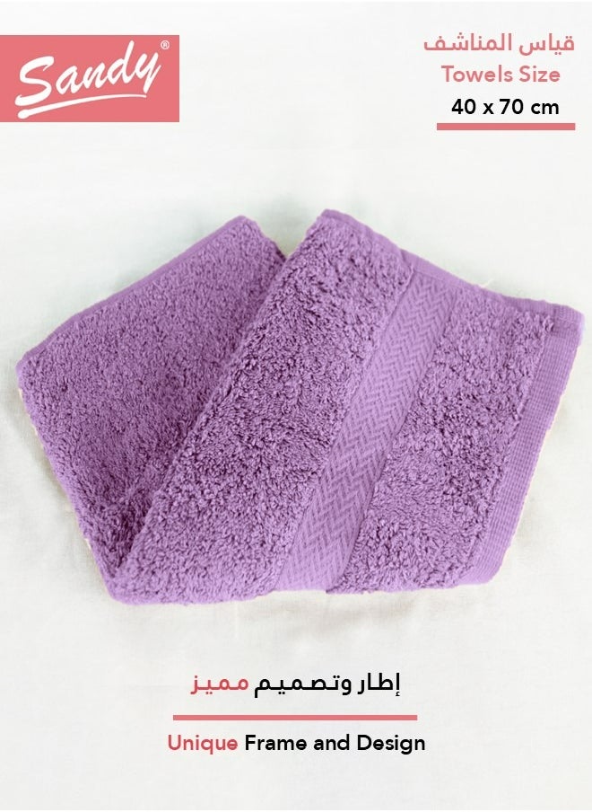 ساندي منشفة وجه قطن 100% من ساندي, مثالية للاستخدام اليومي, سريعة الجفاف وعالية الامتصاص وناعمة الملمس, 70×40 سم, بنفسجي  - Image 2