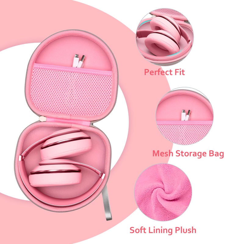 XANAD Headphone Headset Case for Beats/JLab/Lorelei X8/JBL/TOZO/BERIBES/Picun/KVIDIO Noise Cancelling Over-Ear Foldable Headphones (Pink) - Image 2